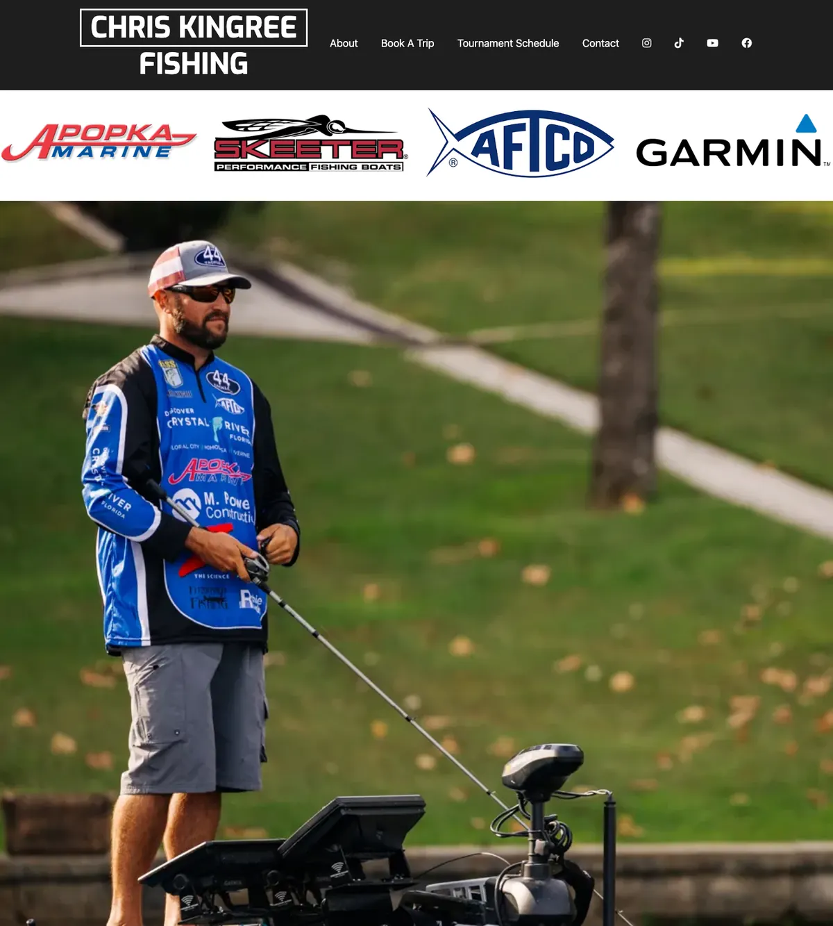 Screenshot of the Chris Kingree Fishing website designed by Anchorlynk