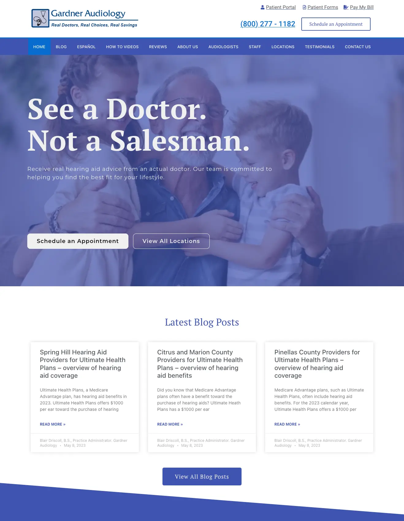Screenshot of the Gardner Audiology website designed by Anchorlynk