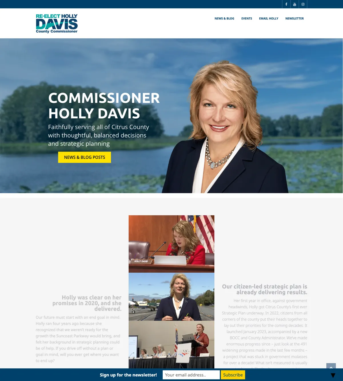 Screenshot of the Holly Davis for Citrus County website designed by Anchorlynk