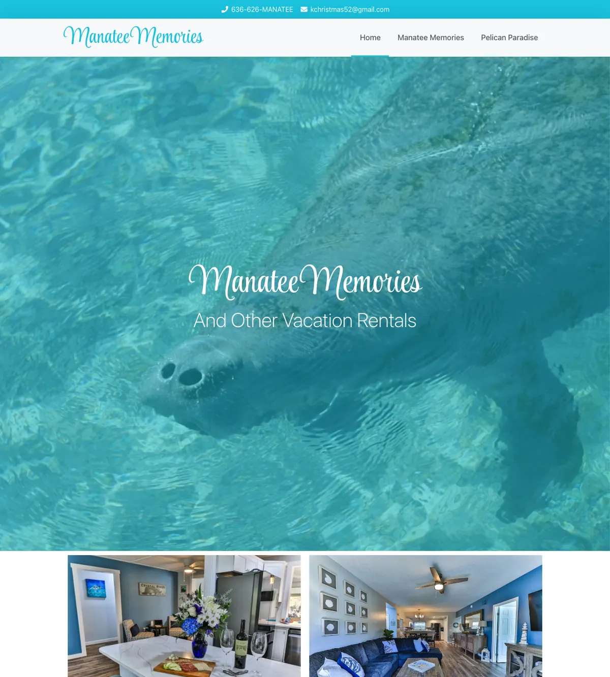 Screenshot of the Manatee Memories website designed by Anchorlynk