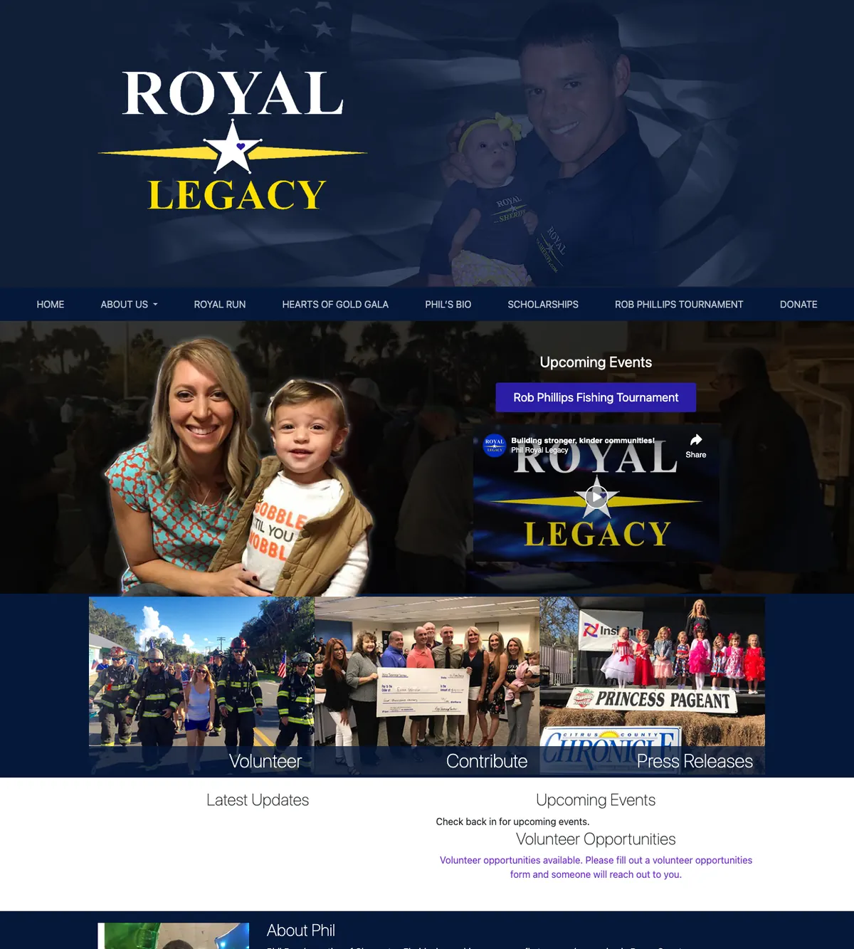 Screenshot of the Phil Royal Legacy website designed by Anchorlynk