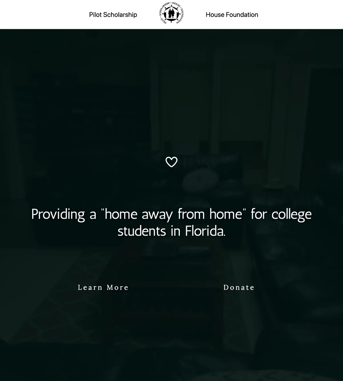 Screenshot of the Pilot Scholarship House Foundation website designed by Anchorlynk