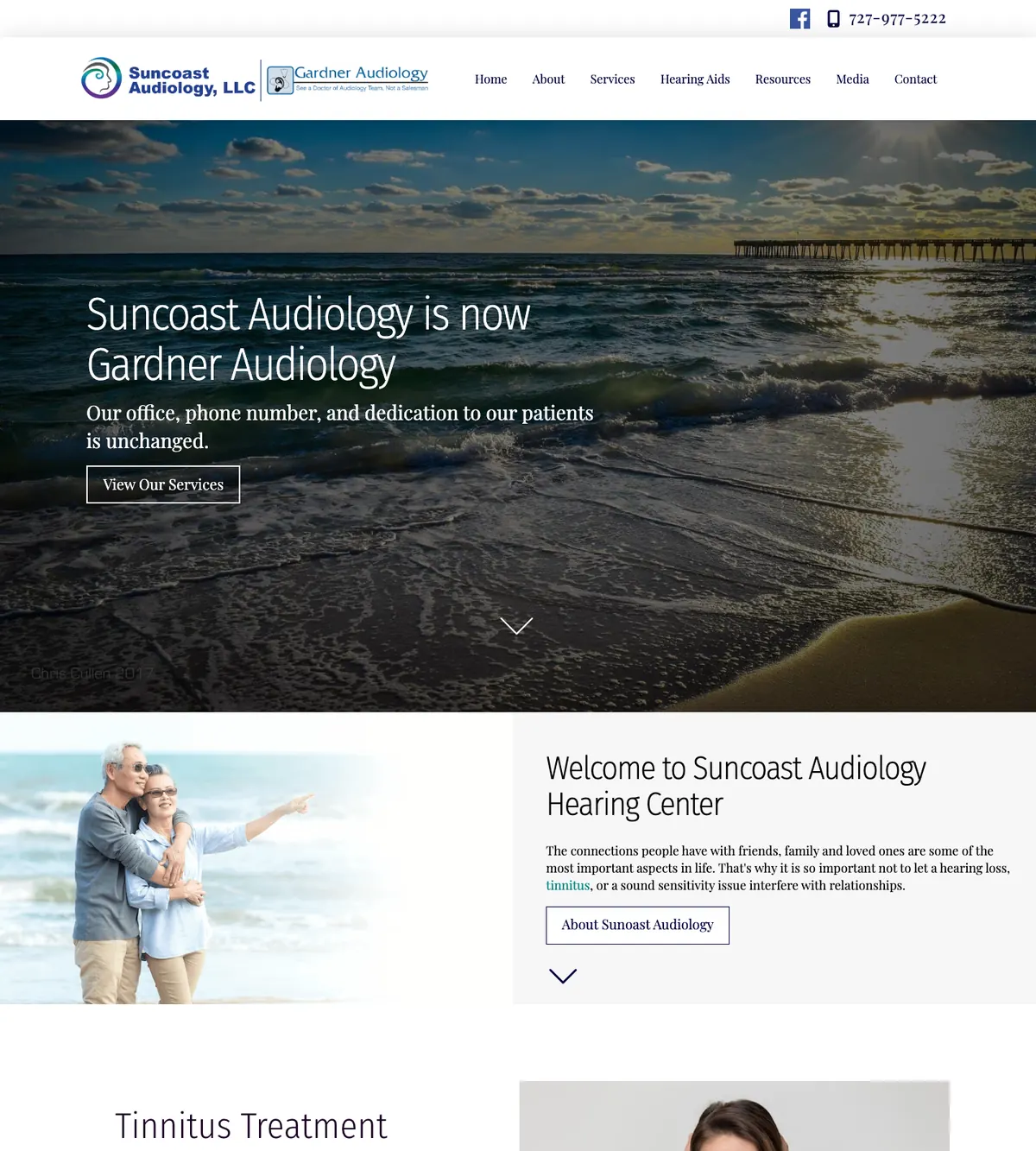 Screenshot of the Suncoast Audiology website designed by Anchorlynk