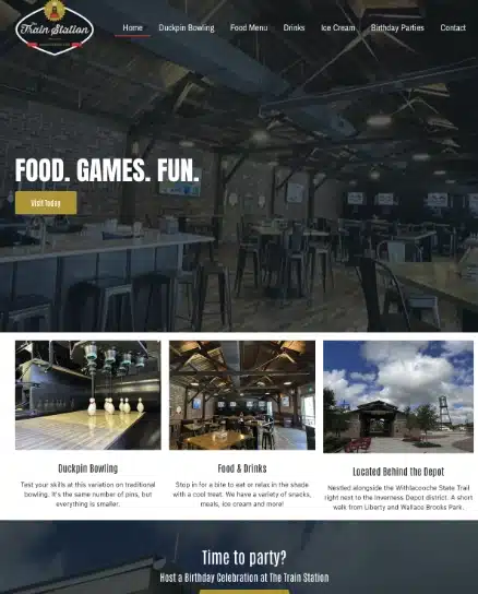 Screenshot of the The Train Station website designed by Anchorlynk