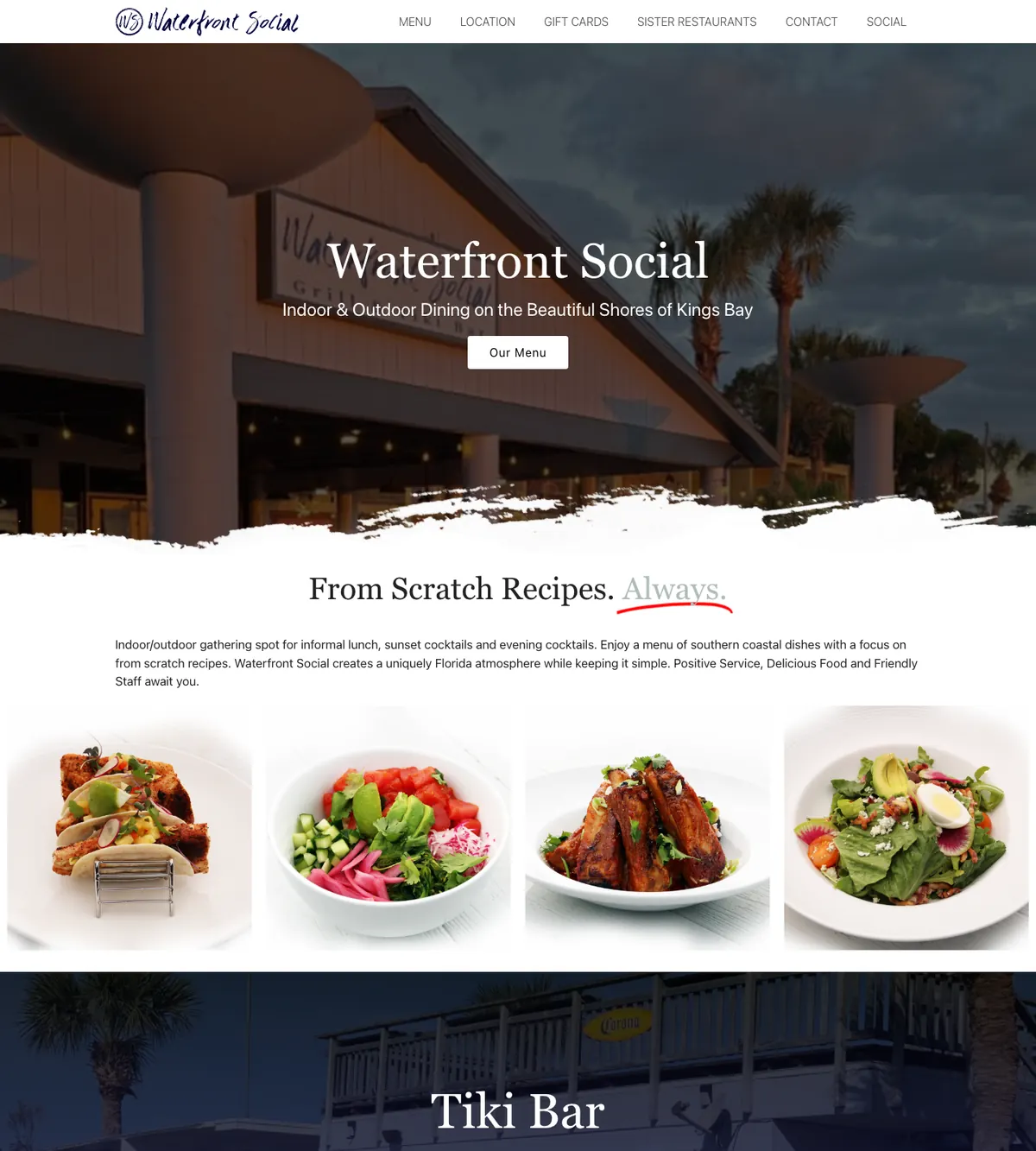 Screenshot of the Waterfront Social website designed by Anchorlynk